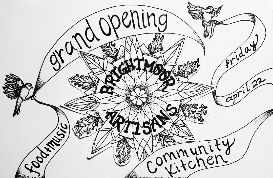 Logo and invite for Brightmoor Artisans Community Kitchen